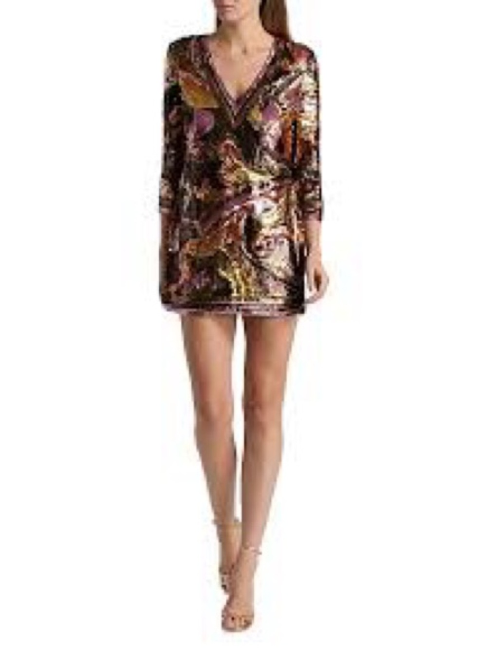L’Agence Octavia Sequined V Neck Shift Dress - M - NWT